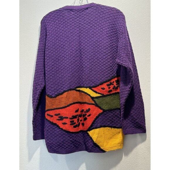 Vintage Tony Lambert Small Artsy Cardigan Sweater Colorful VTG Grandma Textured - Picture 2 of 7
